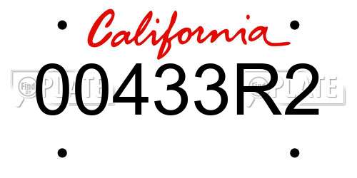 00433R2 California License Plate