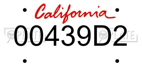 00439D2 California License Plate
