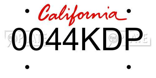 0044KDP California License Plate