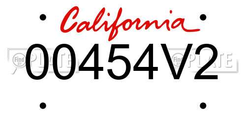 00454V2 California License Plate