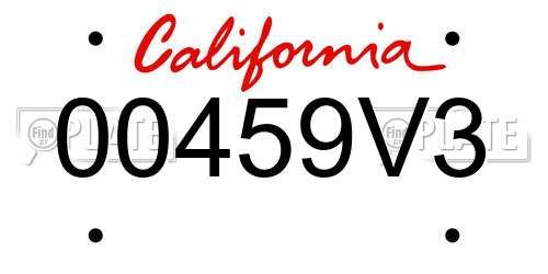 00459V3 California License Plate