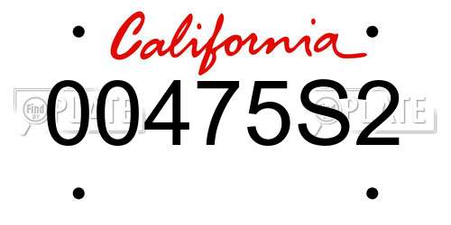 00475S2 California License Plate