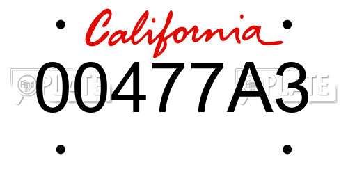 00477A3 California License Plate