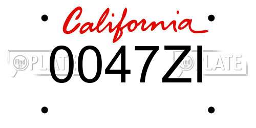 0047ZI California License Plate