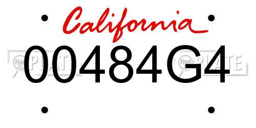 00484G4 California License Plate