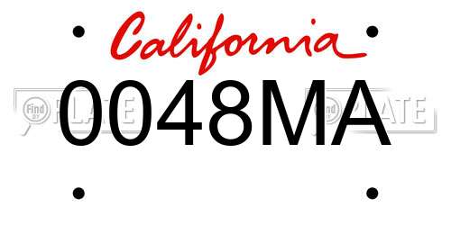 0048MA California License Plate