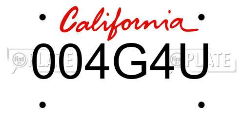 004G4U California License Plate