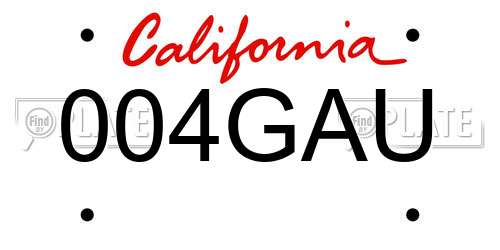 004GAU California License Plate