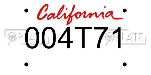 004T71 California License Plate