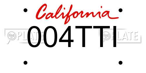 004TTI California License Plate