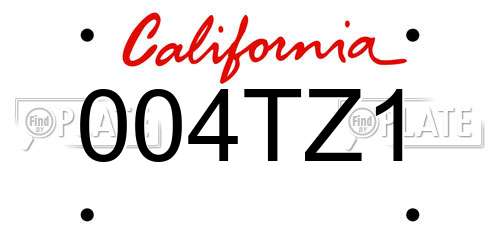 004TZ1 California License Plate