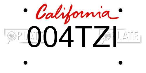 004TZI California License Plate