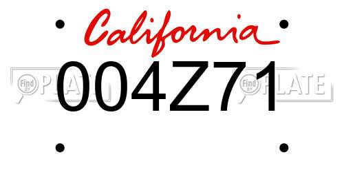 004Z71 California License Plate