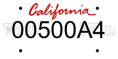 00500A4 California License Plate