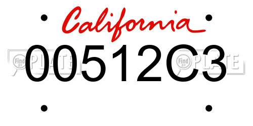 00512C3 California License Plate