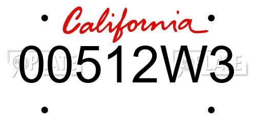 00512W3 California License Plate
