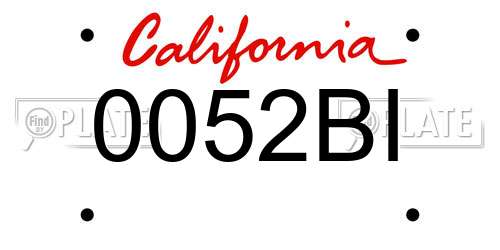 0052BI California License Plate