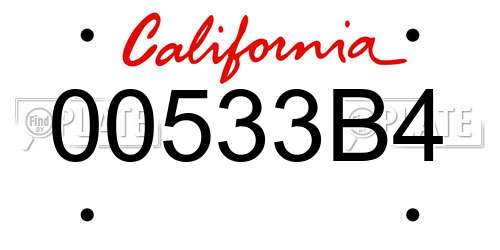 00533B4 California License Plate