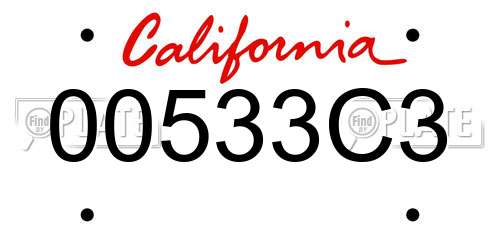 00533C3 California License Plate