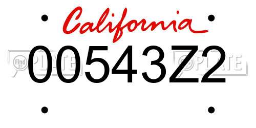 00543Z2 California License Plate