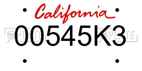 00545K3 California License Plate