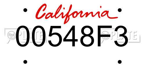 00548F3 California License Plate