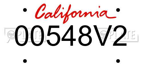00548V2 California License Plate