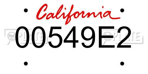 00549E2 California License Plate