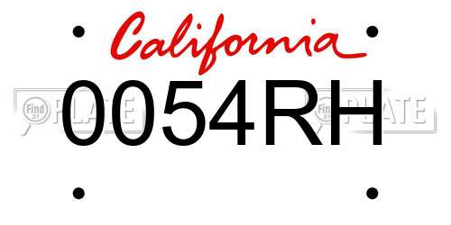 0054RH California License Plate