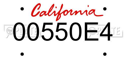 00550E4 California License Plate
