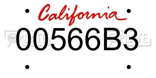 00566B3 California License Plate