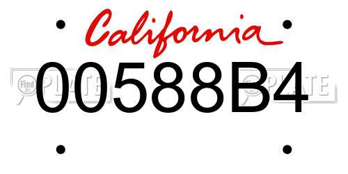 00588B4 California License Plate