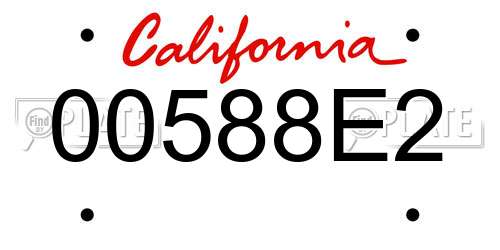 00588E2 California License Plate