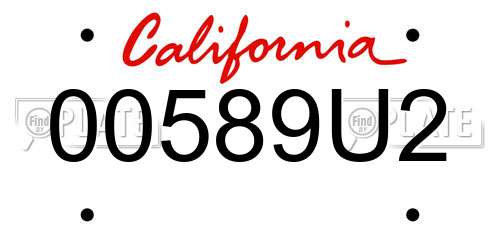 00589U2 California License Plate