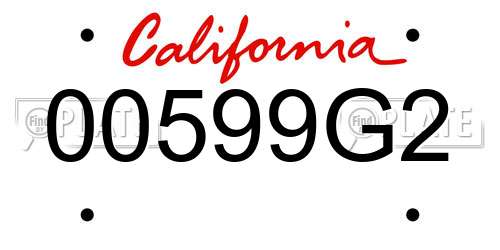 00599G2 California License Plate
