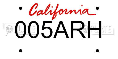 005ARH California License Plate