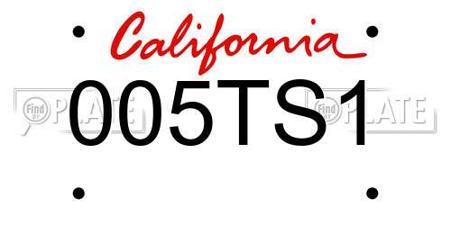 005TS1 California License Plate