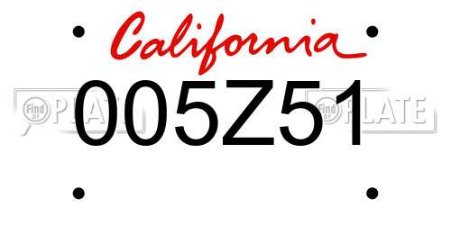 005Z51 California License Plate