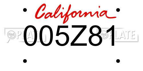 005Z81 California License Plate