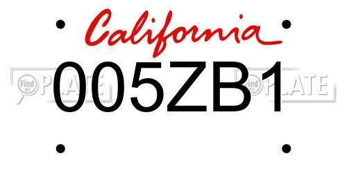 005ZB1 California License Plate