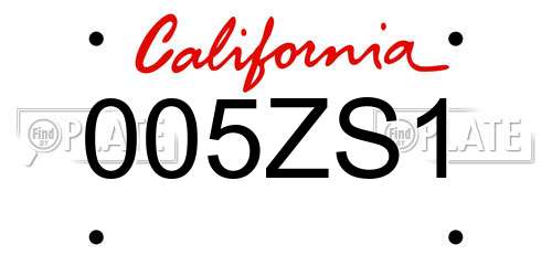 005ZS1 California License Plate