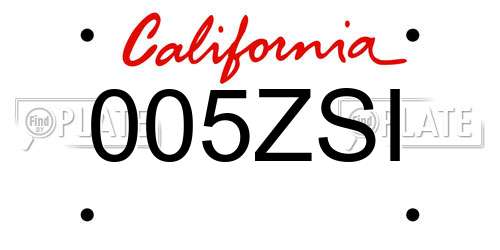 005ZSI California License Plate