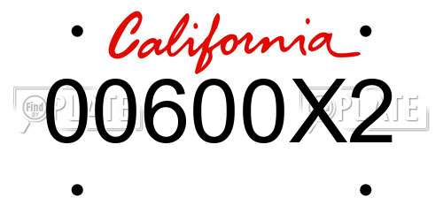 00600X2 California License Plate
