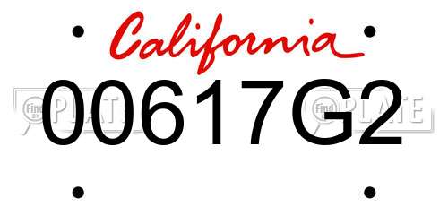 00617G2 California License Plate