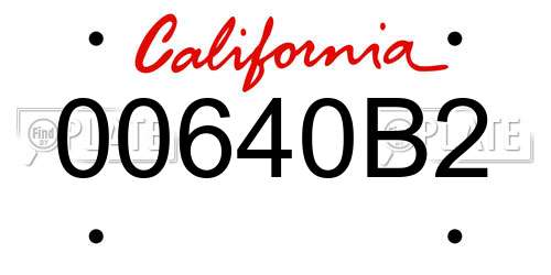 00640B2 California License Plate