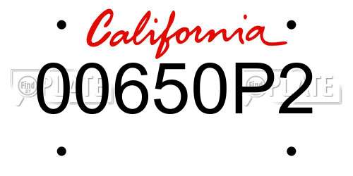 00650P2 California License Plate
