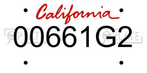 00661G2 California License Plate
