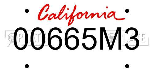 00665M3 California License Plate