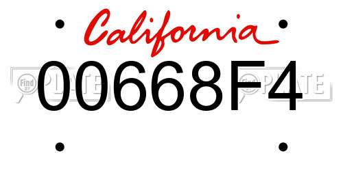 00668F4 California License Plate