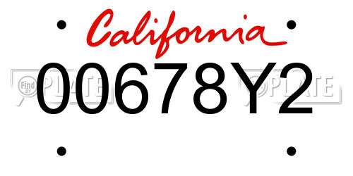 00678Y2 California License Plate
